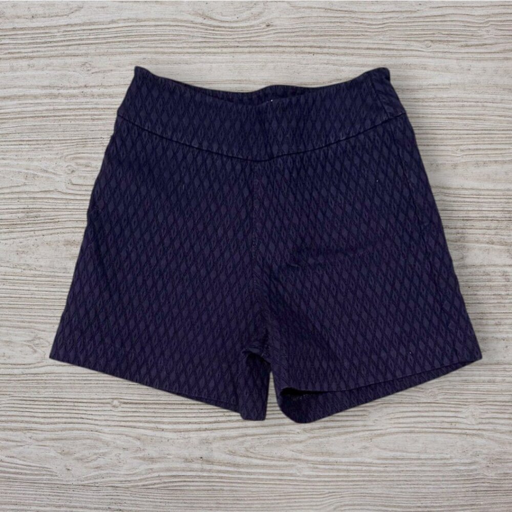 MARGARET M Slimming Pant Navy Blue Textured Shorts Size XS